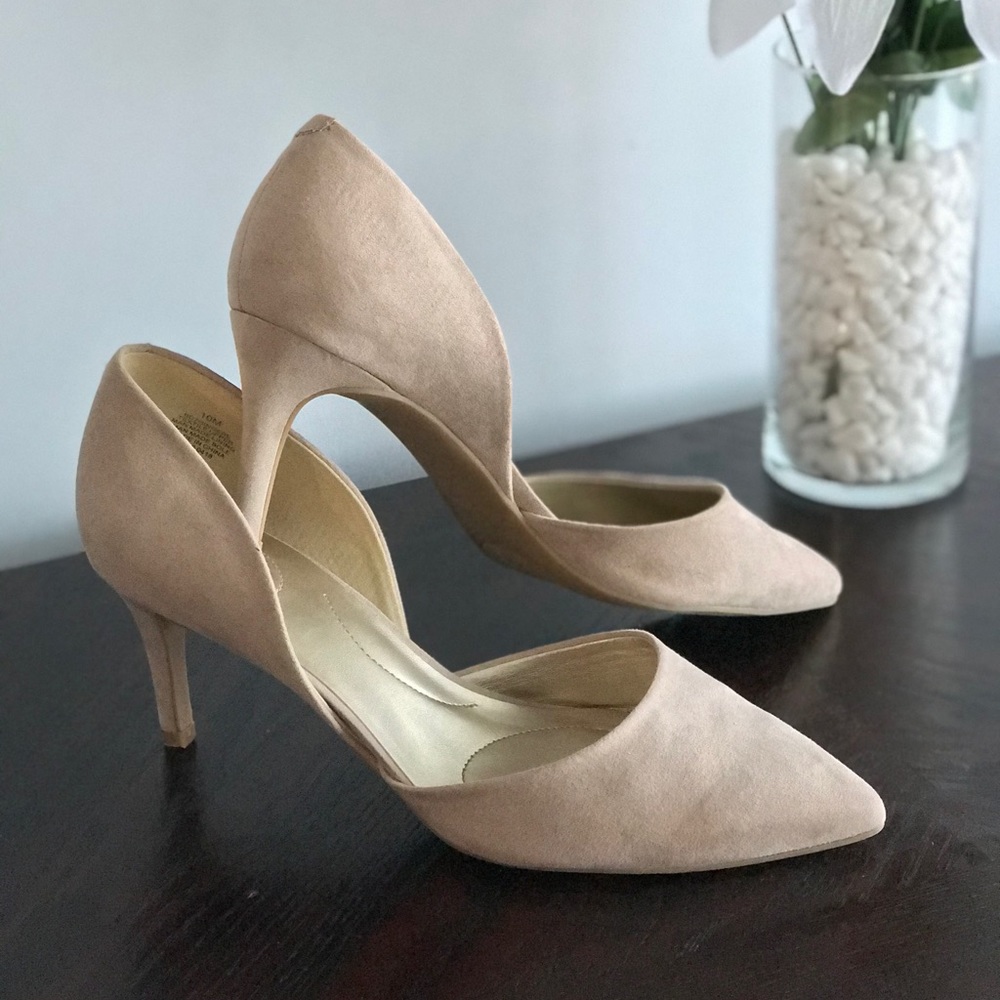 Faux Suede Nude D’Orsay 3” Heel Pumps